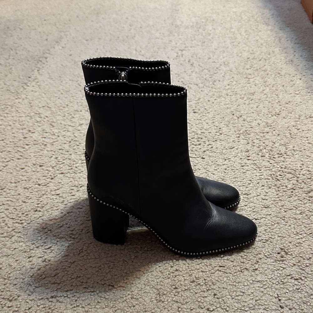 Coach Black Heeled Boots with Stud Accents